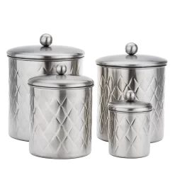 Old Dutch 4-pc. Brushed Nickel Diamond Canister Set