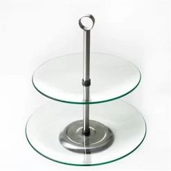 Two Tier Round Glass Buffet And Dessert Stand