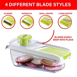 Brentwood Mandollin Slicer With 5 Cup Storage Container And 4 Interchangeable Stainless Steel Blades In Green -Cooking Utensils Shop 5959879 ALT2