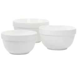 Martha Stewart Everyday 3 Piece Ceramic Mixing Bowl Set In White