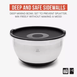 Chef Pomodoro Mixing Bowls With Lids, Stainless Steel Bowl Set, Non-Slip Silicone Base, Mixing Bowl Set - 3 Piece, Bowls For Kitchen Storage, Cooking, Baking, Prepping 6 Chef Pomodoro Mixing Bowls With Lids, Stainless Steel Bowl Set, Non-Slip Silicone Base, Mixing Bowl Set - 3 Piece, Bowls For Kitchen Storage, Cooking, Baking, Prepping -Cooking Utensils Shop 6002684 ALT2