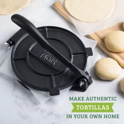 Chef Tacos Authentic Cast Iron Tortilla Press, 8-Inch, Pre-seasoned Corn Or Flour Tortilla Maker, Pataconera, Roti Dough 7 Chef Tacos Authentic Cast Iron Tortilla Press, 8-Inch, Pre-seasoned Corn Or Flour Tortilla Maker, Pataconera, Roti Dough -Cooking Utensils Shop 6006892 ALT3