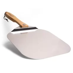 Chef Pomodoro Aluminum Metal Pizza Peel With Foldable Wood Handle For Easy Storage 12-Inch X 14-Inch, Gourmet Luxury Pizza Paddle For Baking Homemade Pizza Bread