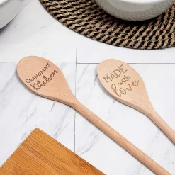 Wooden Serving Spoon Gift Set, Grandmas Kitchen, Made With Love (14 In, 2 Pack) -Cooking Utensils Shop 6096345 ALT2