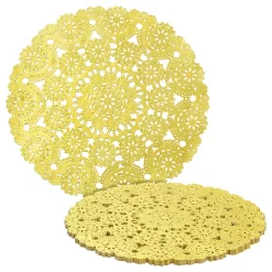 Gold Round Medallion Paper Lace Doilies (12 In, 60 Pack)