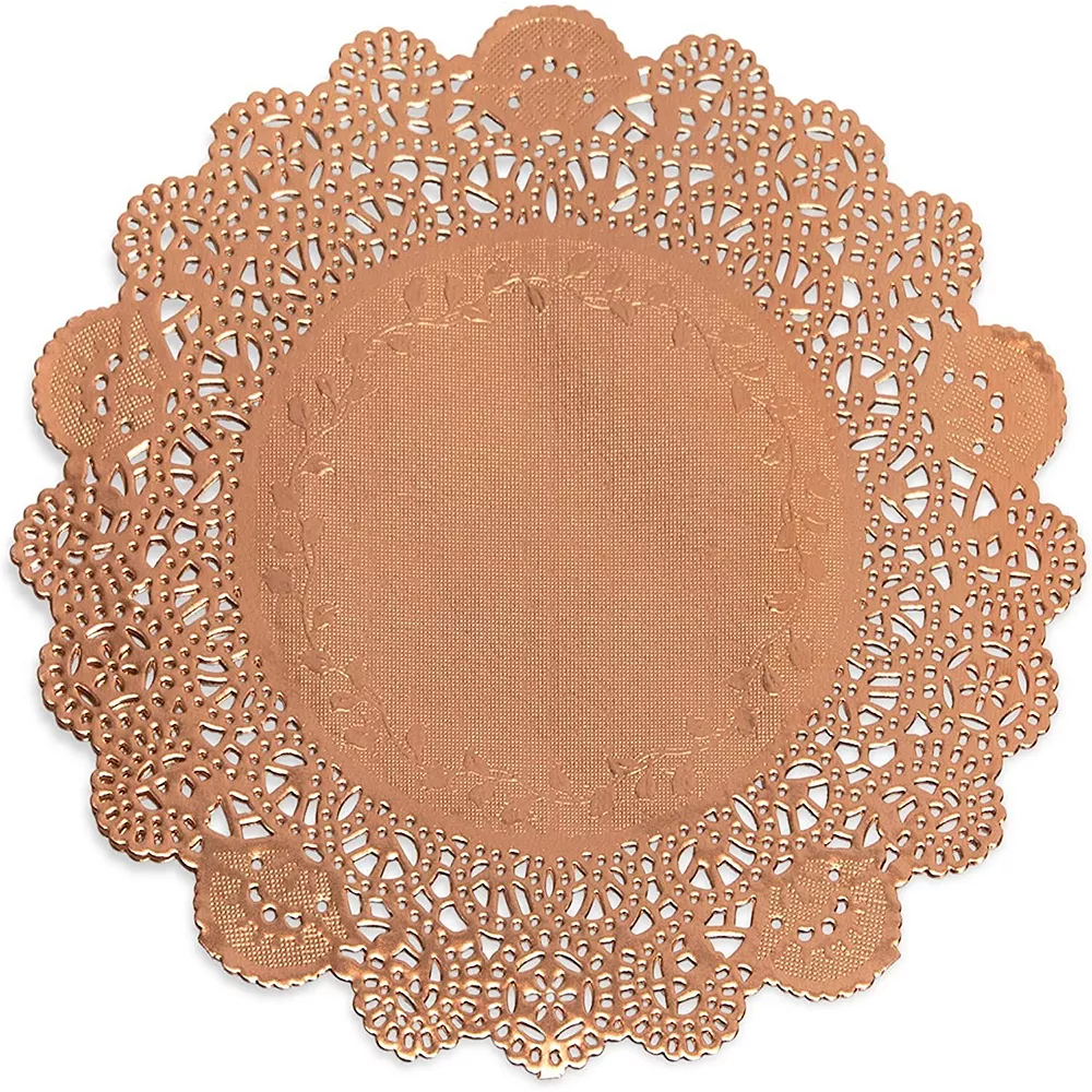 Lace Paper Doilies, Rose Gold Foil Placemats (8 In, 100 Pack) 3 Lace Paper Doilies, Rose Gold Foil Placemats (8 In, 100 Pack) - Image 3
