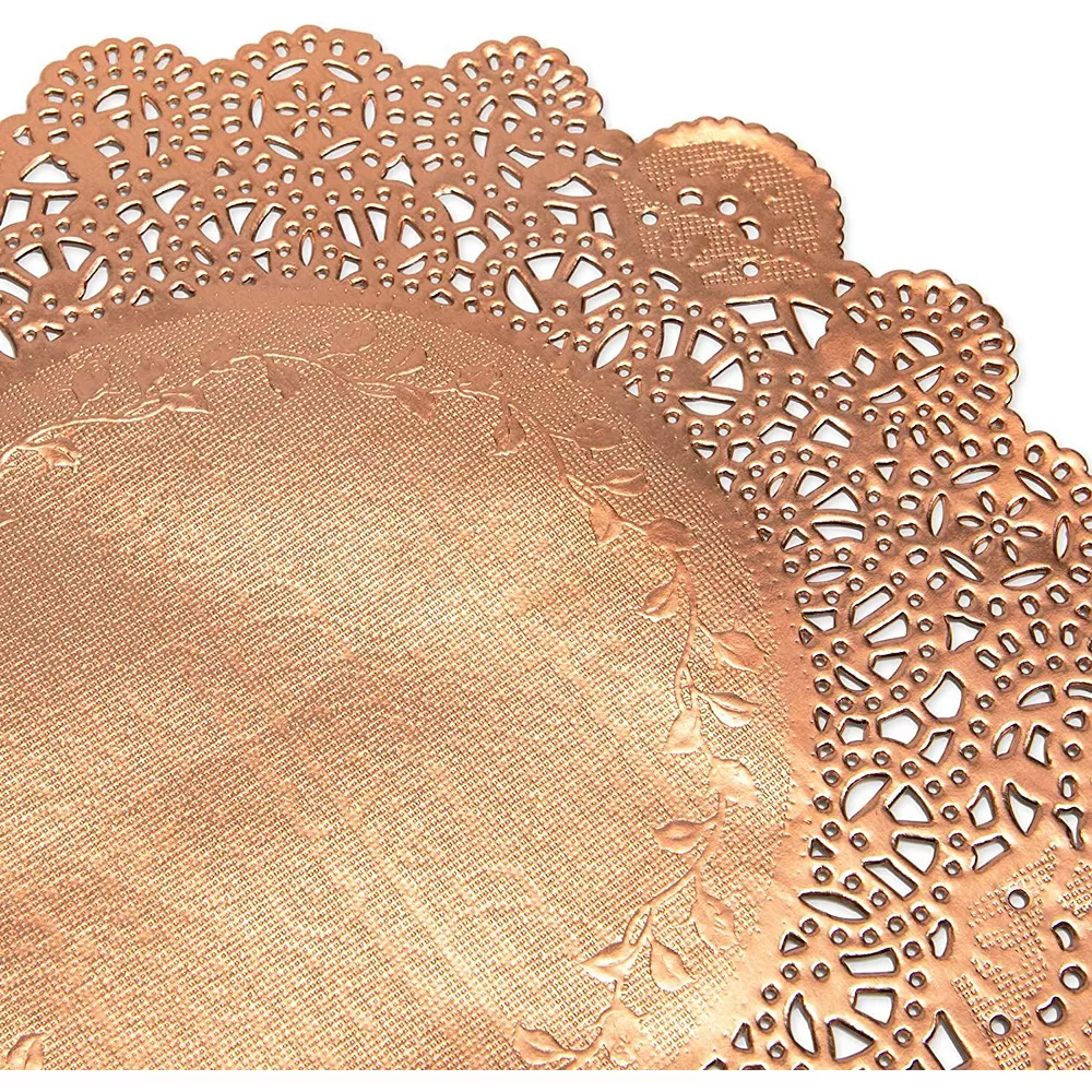 Lace Paper Doilies, Rose Gold Foil Placemats (8 In, 100 Pack) 4 Lace Paper Doilies, Rose Gold Foil Placemats (8 In, 100 Pack) - Image 4