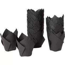 Black Tulip Cupcake Liners For Weddings And Birthday, Paper Baking Cups (100 Pack)