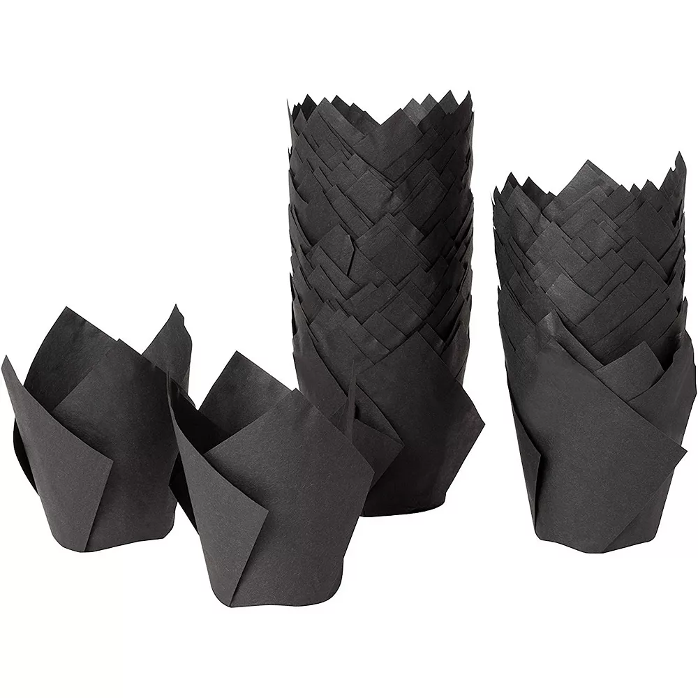 Black Tulip Cupcake Liners For Weddings And Birthday, Paper Baking Cups (100 Pack) 1 Black Tulip Cupcake Liners For Weddings And Birthday, Paper Baking Cups (100 Pack)