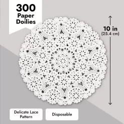 300 Pack Round Paper Doilies, 10 Inches Round Medallions Lace Placemats For Crafts & Wedding -Cooking Utensils Shop 6106623 ALT3