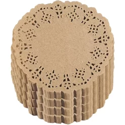 Lace Paper Doilies - 1000-Pack Round Decorative Paper Placemats Bulk For Cakes, Desserts, Baked Treat Display, Ideal For Weddings, Formal Event Tableware Decoration - Brown, 4 Inches In Diameter