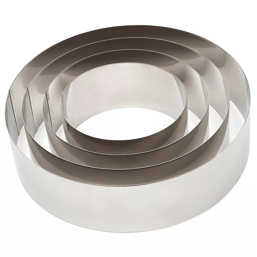4 Pieces Stainless Steel Cake Rings For Baking, Round Cake Cutter Forms For Bakery Supplies, Pastries, Mousse (4 Sizes) 1 4 Pieces Stainless Steel Cake Rings For Baking, Round Cake Cutter Forms For Bakery Supplies, Pastries, Mousse (4 Sizes)
