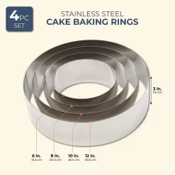 4 Pieces Stainless Steel Cake Rings For Baking, Round Cake Cutter Forms For Bakery Supplies, Pastries, Mousse (4 Sizes) 5 4 Pieces Stainless Steel Cake Rings For Baking, Round Cake Cutter Forms For Bakery Supplies, Pastries, Mousse (4 Sizes) -Cooking Utensils Shop 6132156 ALT3