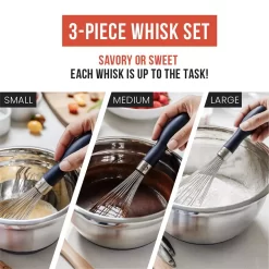 Chef Pomodoro Kitchen Whisk 3-Piece Set, Stainless Steel Wire Balloon Whisk Utensil, Baking Wisk Kitchen Cooking Tool 7 Chef Pomodoro Kitchen Whisk 3-Piece Set, Stainless Steel Wire Balloon Whisk Utensil, Baking Wisk Kitchen Cooking Tool -Cooking Utensils Shop 6150007 ALT3