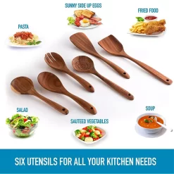 Teak Wooden Cooking Spoons (6 Pc Set) 7 Teak Wooden Cooking Spoons (6 Pc Set) -Cooking Utensils Shop 6153719 ALT3