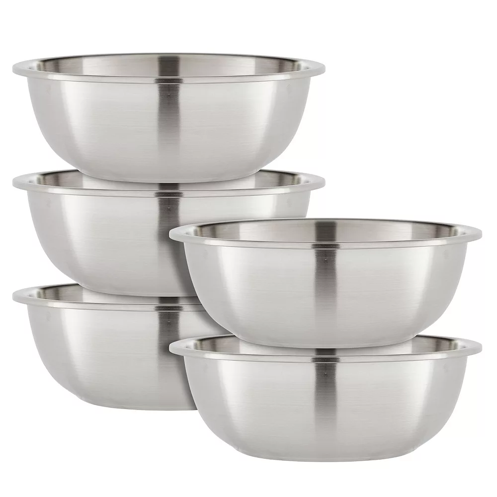 1.5 Qt Stainless Steel Mixing Bowls For Kitchen, Baking, Cooking Prep (5 Piece Set) 1 1.5 Qt Stainless Steel Mixing Bowls For Kitchen, Baking, Cooking Prep (5 Piece Set)