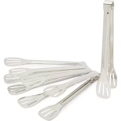 Okuna Outpost Stainless Steel Tongs For BBQ, Kitchen Utensils, Serving Food (11 In, 5 Pack)